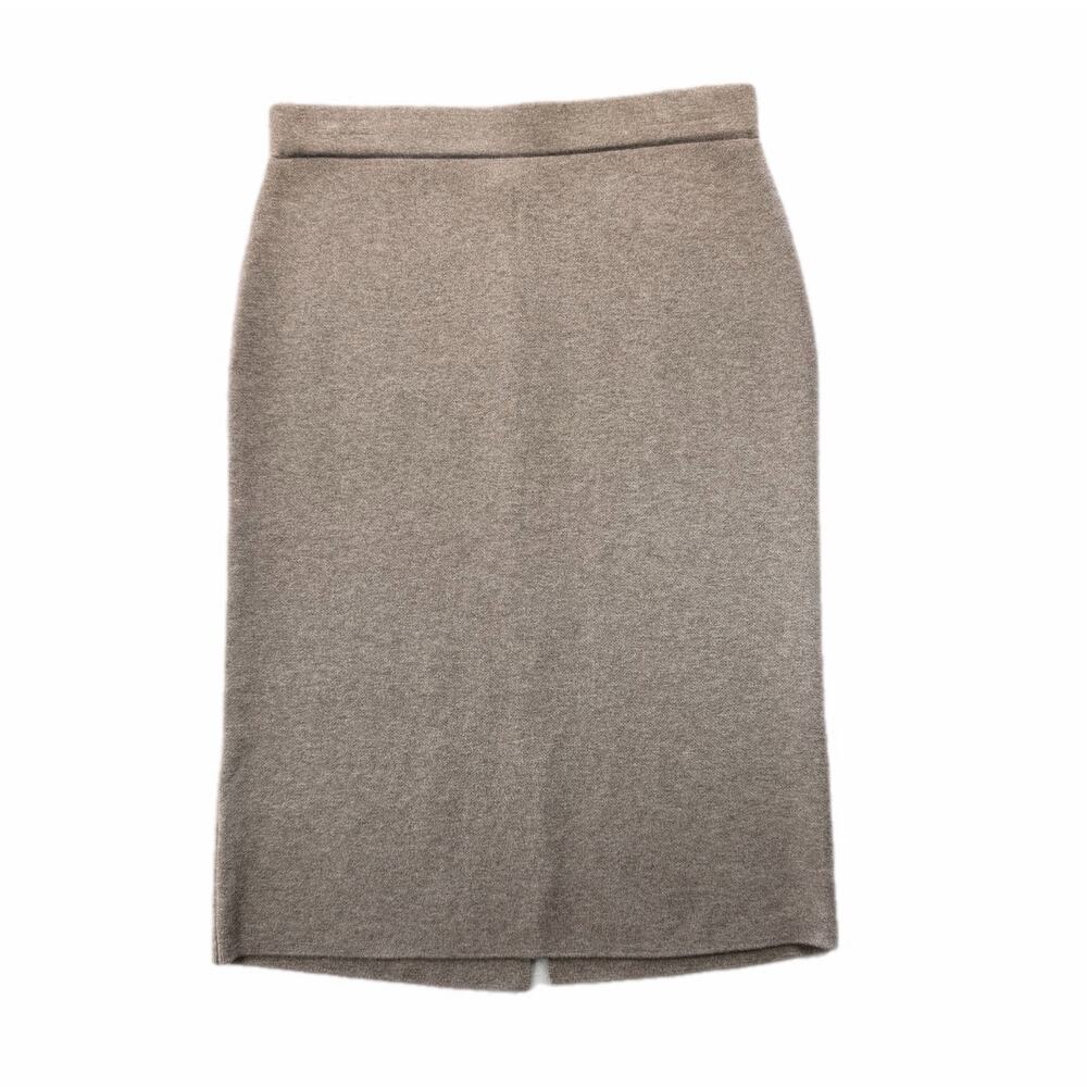 J. Jill Beige Knit Stretch Office Polished Professional Minimalist Pencil Skirt